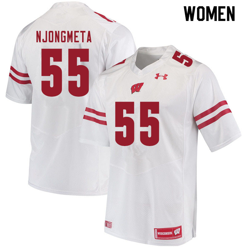 Wisconsin Badgers Women's #55 Maema Njongmeta NCAA Under Armour Authentic White College Stitched Football Jersey OY40S21UU